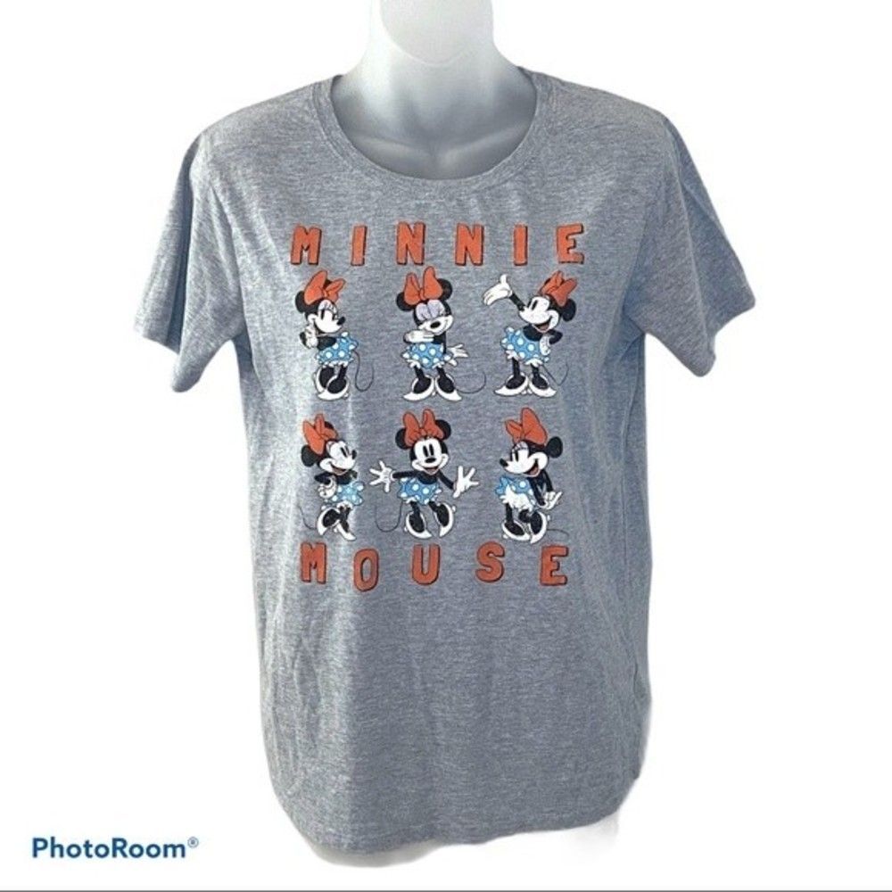 Disney Minnie Mouse Gray Short Sleeve Graphic Tee Size M